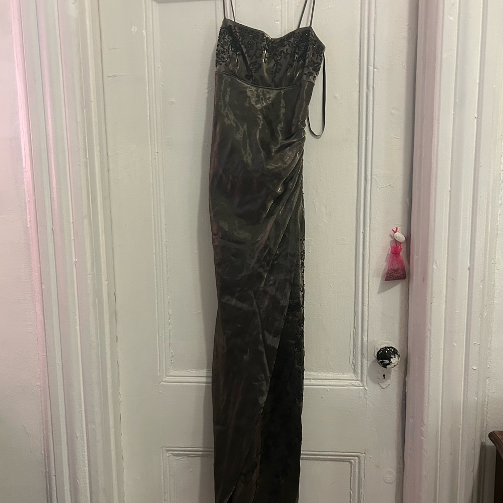 Elegant Gold Green Maxi Dress